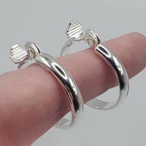 Vintage silver hoops JJC signed sterling? High quality earrings clip on